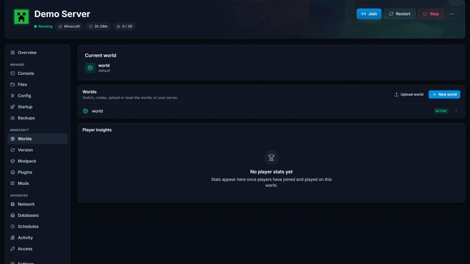 Control Panel Screenshot